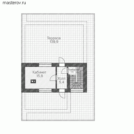Проект пенобетонного дома № R-209-1P - 3-й этаж