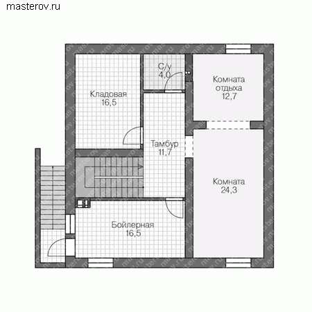 Проект пенобетонного дома № R-256-1P - цоколь
