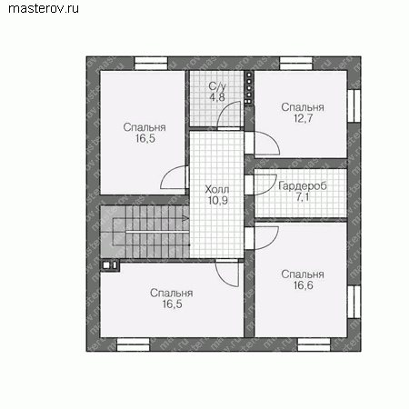 Проект пенобетонного дома № R-256-1P - 2-й этаж