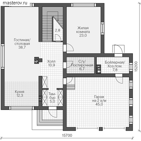 Проект кирпичного дома № R-271-1K - 1-й этаж