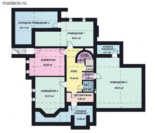 Большой дом с гостиной  № R-443-1K - цоколь