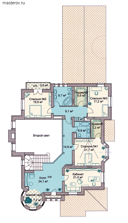 Проект просторного дома  № R-664-1K - 2-й этаж