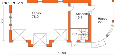 Типовой проект дома 200 м № S-204-1K - 1-й этаж