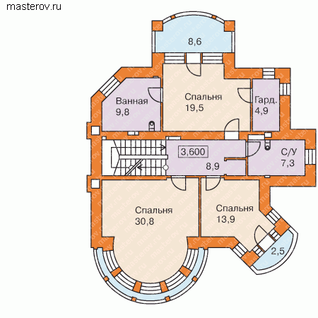 Проект кирпичного дома № S-327-1K - 2-й этаж
