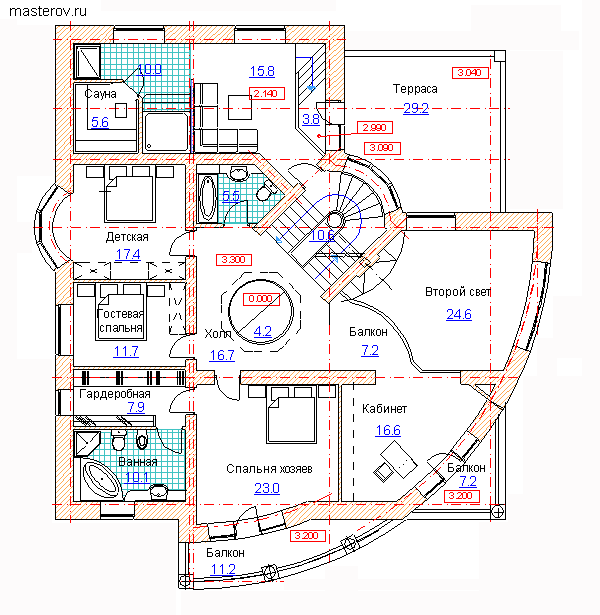 Дом 14 на 19 № S-449-1K - 2-й этаж