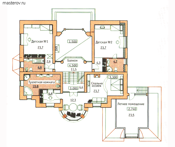 Проект дома 19 на 20 № S-452-1K - 2-й этаж