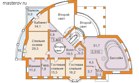 Дом 17 на 26 № S-455-1K - 2-й этаж