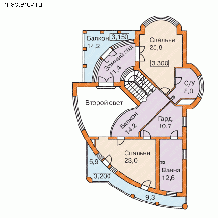 Проект пенобетонного дома № S-488-1P - 2-й этаж