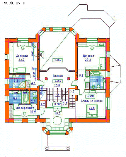 Проект дома 15 на 14 № S-564-1K - 2-й этаж