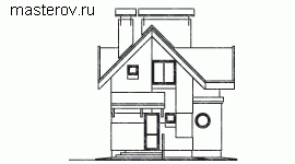 Проект кирпичного дома с камином и мансардой № T-073-1K - вид спереди