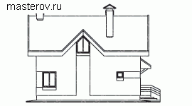 Проект кирпичного дома с камином и мансардой № T-073-1K - вид слева
