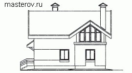 Проект кирпичного дома с камином и мансардой № T-073-1K - вид справа