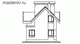 Проект кирпичного дома с камином и мансардой № T-073-1K - вид сзади