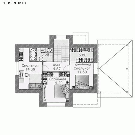 Проект небольшого дома до 120 м № T-118-2P - 2-й этаж