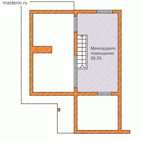 Проект  узкого  дома с мансардой № T-147-1P - мансарда
