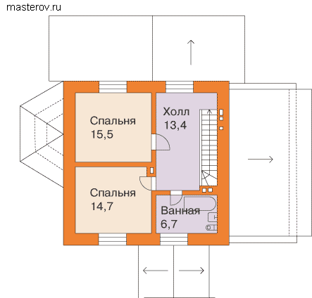 проект загородного жилого дома № T-152-1P - 2-й этаж