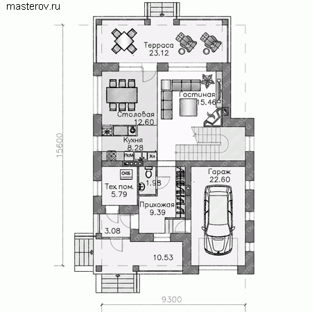 Чертежи дома для большой семьи, проект № T-181-1P - 1-й этаж