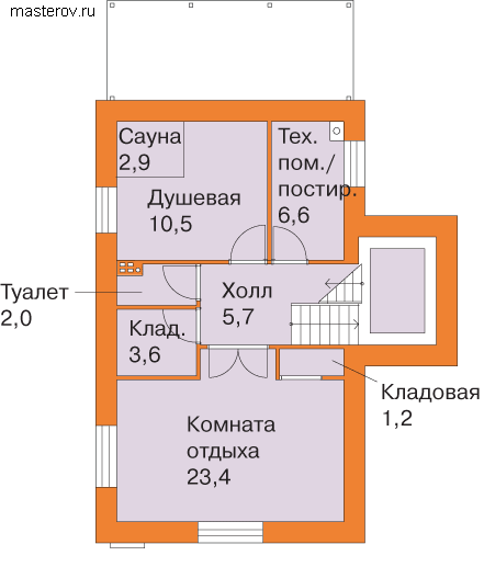 проект загородного дома пенобетон № T-192-2P - цоколь