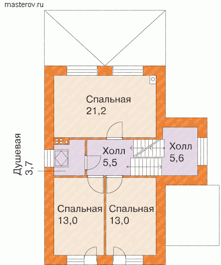 проект загородного дома пенобетон № T-192-2P - 2-й этаж