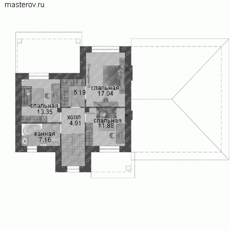 Проект пенобетонного дома № T-194-1P - 2-й этаж