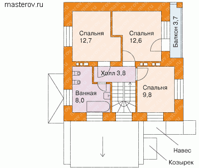 Типовой проект дома на участке № T-209-1K [33-83,  W-124] - мансарда