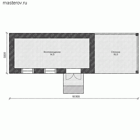 Проект кирпичного дома № U-025-1K - 1-й этаж