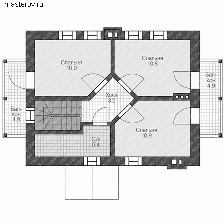 Проект пенобетонного дома № U-085-2P - мансарда