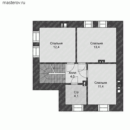 Проект пенобетонного дома № U-093-1P - 2-й этаж