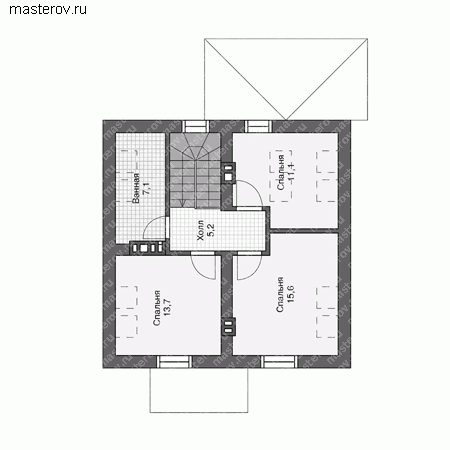 Проект кирпичного дома № U-107-1K - 2-й этаж