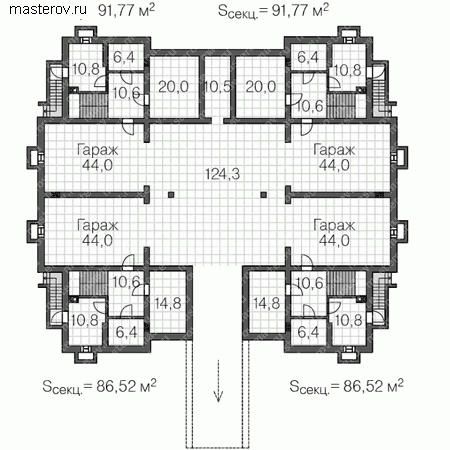 Проект дома с монолитным каркасом № U-1305-1M - цоколь