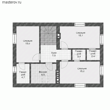 Проект кирпичного дома № U-141-1K - 2-й этаж