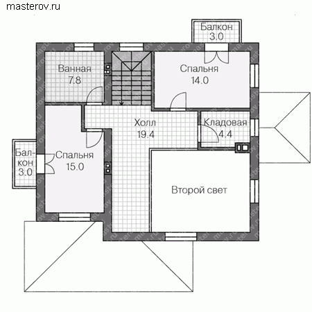 Проект дома с монолитным каркасом № U-143-1M - 2-й этаж