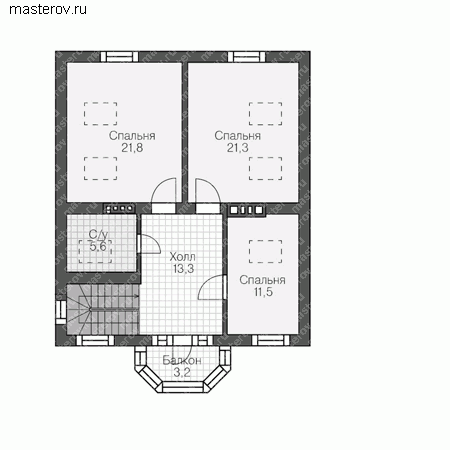 Проект пенобетонного дома № U-150-1P - мансарда