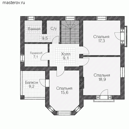 Кирпичный дом с облицовкой № U-155-1K - 2-й этаж