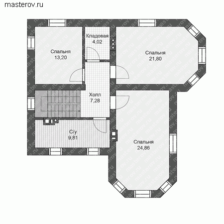 Проект кирпичного дома № U-160-1K - 2-й этаж