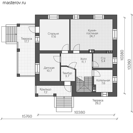 Проект кирпичного дома № U-161-1K - 1-й этаж