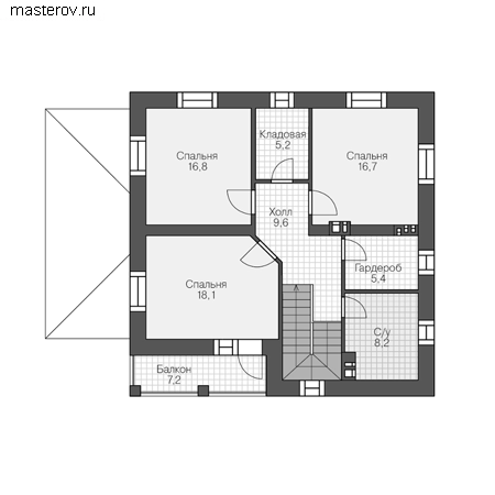 Проект кирпичного дома № U-161-1K - 2-й этаж