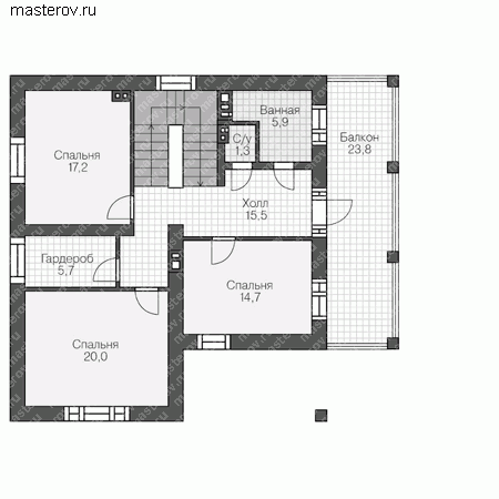Проект кирпичного дома № U-163-1K - 2-й этаж