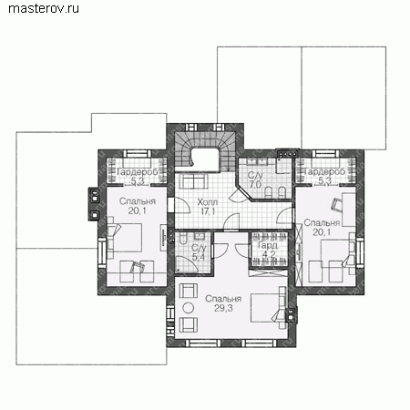 Проект пенобетонного дома № U-236-1P - 2-й этаж