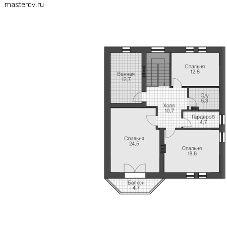 Проект кирпичного дома № U-252-2K - 2-й этаж