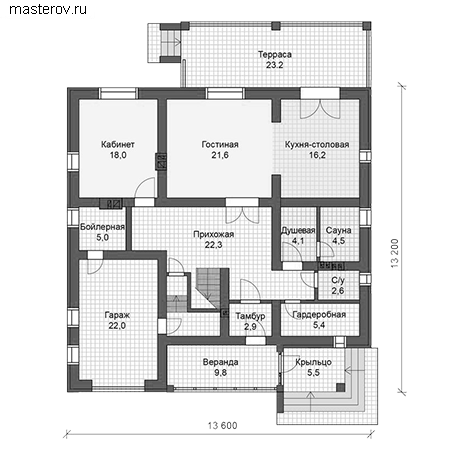Проект кирпичного дома № U-263-1K - 1-й этаж
