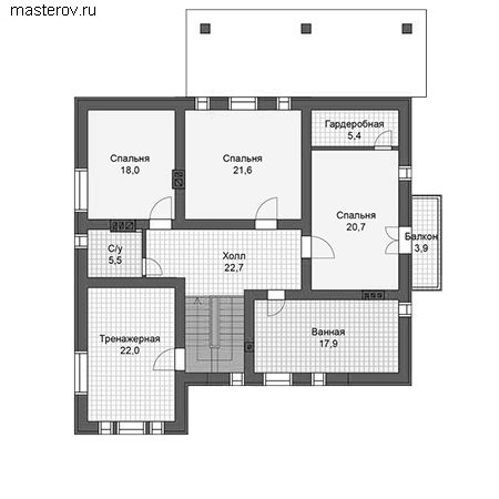 Проект кирпичного дома № U-263-1K - 2-й этаж