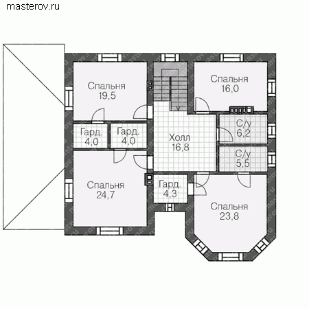 Проект пенобетонного дома № U-295-1P - 2-й этаж