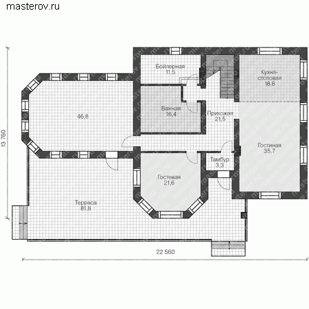 Проект большого дома с бильярдной № U-300-2K - 1-й этаж