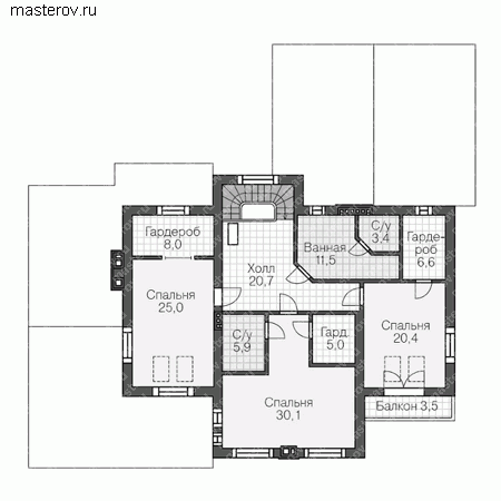 Проект пенобетонного дома № U-327-1P - 2-й этаж