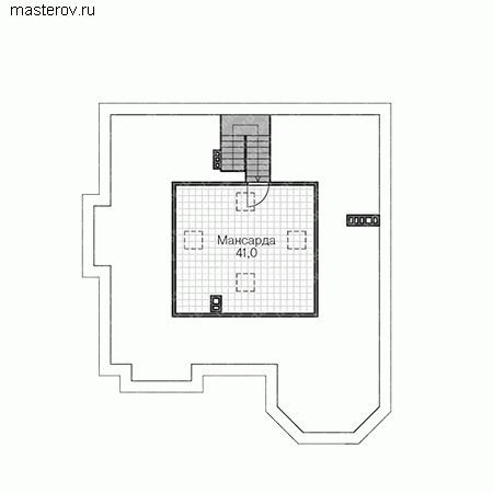 Проект дома 2 этажа, с мансардой № U-350-1K - мансарда
