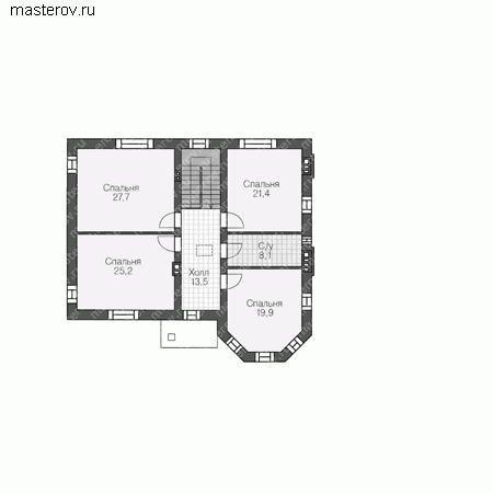 Проект пенобетонного дома № U-352-1P - 2-й этаж
