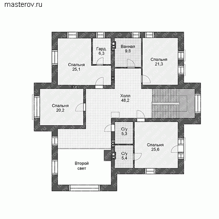 Проект кирпичного особняка № U-356-1K - 2-й этаж