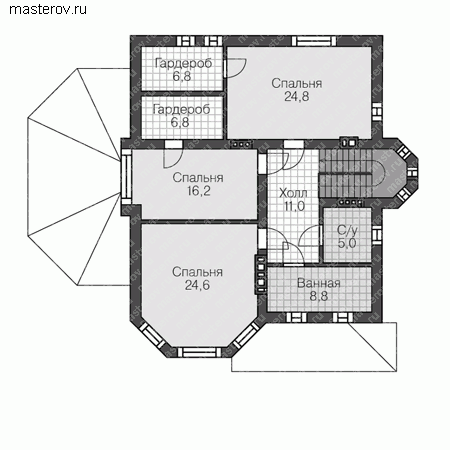 Проект пенобетонного дома № U-364-1P - 2-й этаж
