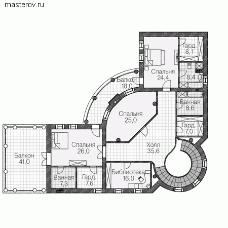 Проект кирпичного особняка № U-368-1K - 2-й этаж